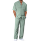 📢📢50% OFF !! ⏰ Men's Casual Short Sleeve Shirt & Trousers Set – Easy to Dress Up or Down, Lightweight & Perfect for Work, Weekends & Everything in Between ☀️