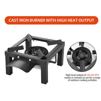 💪 Portable Cast Iron Propane Gas Burner – Built to last a lifetime with a solid cast iron body and brass fittings. Delivers powerful, even heat for woks, paella pans & large stock pots. A professional-grade tool for outdoor chefs 🍳
