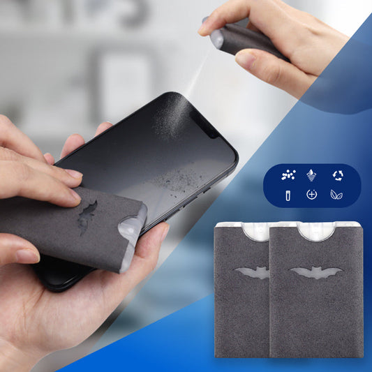 ✨Crystal-Clear Screens In Seconds: 📱2-in-1 Screen Cleaner & Microfiber Cloth – No Residue, Portable