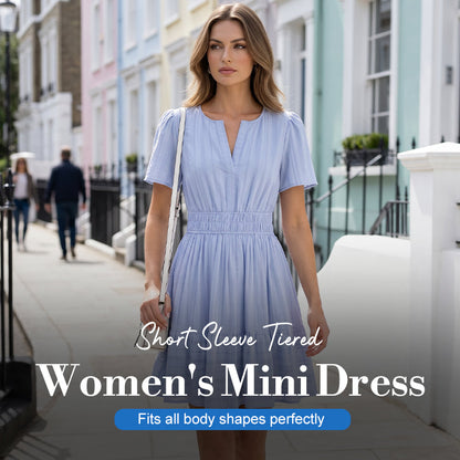 ☀️🌸 2026 New Arrival! Women’s Tiered Mini Dress🍀 – Short Sleeve, Sweet Summer Style & Everyday Comfort 👗