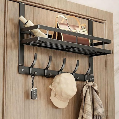 🚪 LIMITED-TIME 50% OFF! 🧺 Over The Door Hooks with Storage Basket – No Drill, Heavy Duty, Detachable ✨