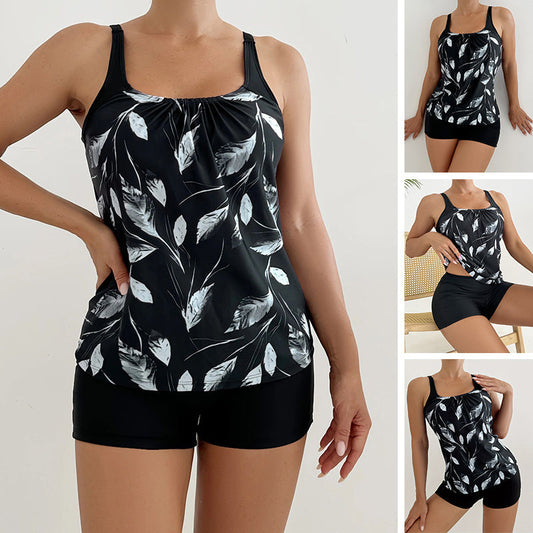 💃 Printed Two-Piece Swimsuit – Tummy control panel, 4-way stretch fabric & UPF 50+ sun protection. Designed to flatter curves & keep you comfortable from beach to poolside 🌊