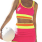 🏖️Hot Sale🌼Color Block Patchwork Nylon Sporty 3-Piece Bikini Set - High Waisted & Tummy Control Swimsuit👙🌈