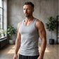 🌬️ Premium Ultra-Soft Fitted Men's Tank – Crafted from a breathable, moisture-wicking blend that feels silky against the skin. A stretchy, form-fitting base layer for workouts, casual wear & layering under shirts ☁️