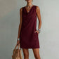 ⏳ Time-Limited Special ⏰ Elegant Slim Fit Cowl Neck Dress – Sleeveless, Side Pockets & Versatile – Effortlessly Sophisticated ✨