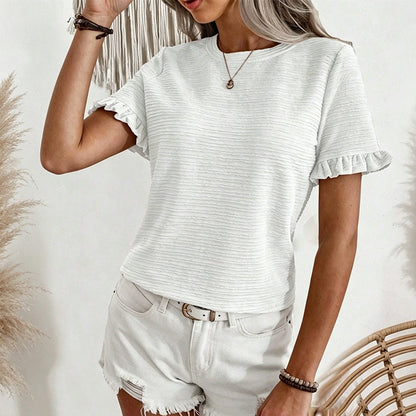 📢📢 50% OFF !! ⏰ Women's Elegant Ruffle Sleeve Summer Top – Flirty Sleeves, Breathable Fabric & Effortlessly Feminine 🌸✨