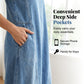 Women's Sleeveless Maxi Denim Dress with Pockets