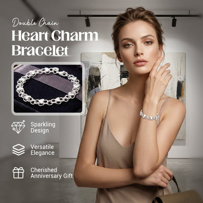 Double Chain Heart Charm Bracelet 💎 Two Chains, One Heart – A Layered Love Story for Your Wrist ✨