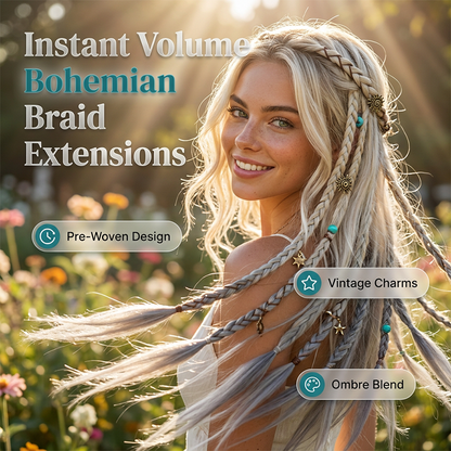 💇‍♀️ 50% OFF! ✨ Maillard Style Pre-Braided Hair Extensions – Bohemian Braids, Metallic Accents & Festival Ready 🌸