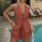 ☀️ Sexy Backless Halter Top & Shorts Set – Dress it down with flip-flops or up with wedges. A versatile co-ord that transitions seamlessly from poolside cocktails to summer brunches. Lightweight, comfortable & effortlessly chic 🥂