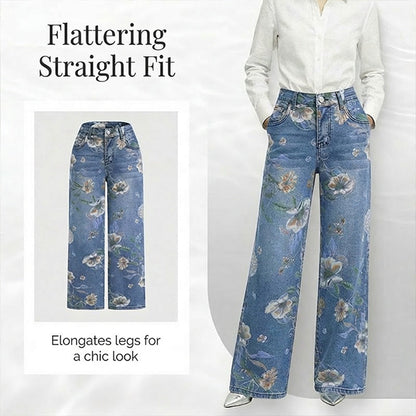 💃 Women's Floral Print Straight-Leg Jeans – Flattering high-waist design, straight-leg silhouette & easy to dress up with heels or down with trainers. A wardrobe essential 🌸