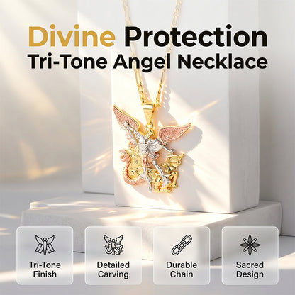 🎉 2026 Sale — Over 25,000 Sold! 😇 Tri-Tone Angel Guardian Pendant Necklace – Gold, Silver & Rose Gold – A Timeless Symbol of Love, Protection & Faith ✨