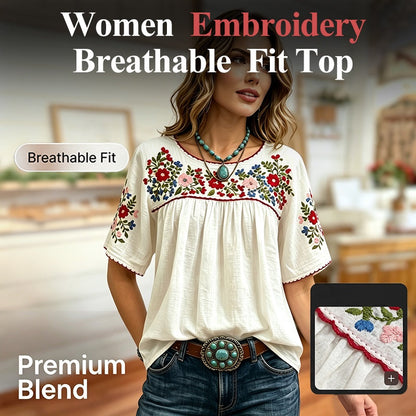 💃 Women's Casual Loose Embroidered Top – Flattering relaxed fit, delicate embroidery detail & airy, moisture-wicking fabric. A versatile piece for warm days & layered evenings 🌸