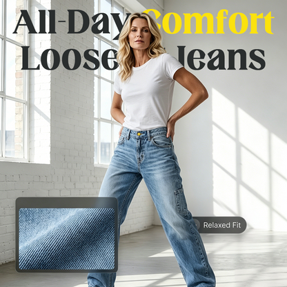 🌬️ Women's Casual Loose Fit Straight Leg Jeans – Designed with a looser thigh and a classic straight leg for all-day comfort. Soft stretch denim that holds its shape, wash after wash. A wardrobe hero for women who value ease over restriction 💚