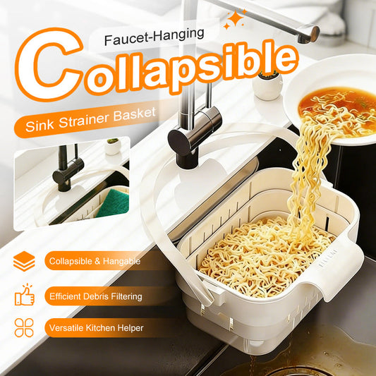 🎁 Last Day Promotion 49% OFF 🔥 Collapsible Faucet-Hanging Sink Strainer Basket – Clip-On, Space-Saving & Perfect for Kitchen Scraps & Tea Bags 🧽✨