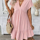 Women's V-Neck Loose-Fit Dress with Ruffle Hem 👗 Flattering V-Neck, Playful Ruffles – Your Go-To for Easy, Breezy Days ✨