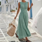 🌸 Women's Sleeveless Round Neck Wrap-Waist Maxi Dress | Flattering Silhouette, Flowy Hem & Perfect for Summer Days & Holidays