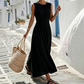 🌸 Women's Sleeveless Round Neck Wrap-Waist Maxi Dress | Flattering Silhouette, Flowy Hem & Perfect for Summer Days & Holidays