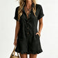 Women's Short Sleeve Button-Up Romper with Pockets 🌸 One Piece, Endless Ease – Pocket-Filled & Ready for Sunny Days ✨