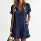 Women's Short Sleeve Button-Up Romper with Pockets 🌸 One Piece, Endless Ease – Pocket-Filled & Ready for Sunny Days ✨