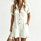 Women's Short Sleeve Button-Up Romper with Pockets 🌸 One Piece, Endless Ease – Pocket-Filled & Ready for Sunny Days ✨
