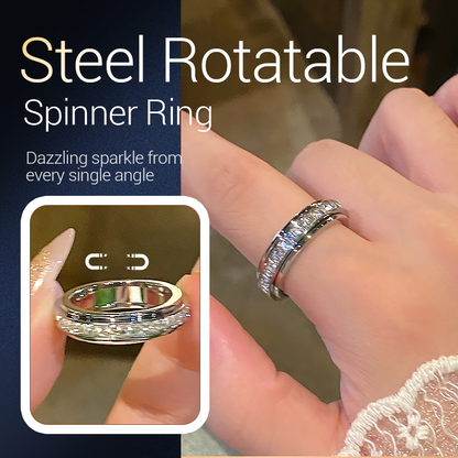 💍Only £6.99！！💥Titanium Steel Rotatable Spinner Ring with Zirconia – Sparkling Fidget Band, Stackable Daily Wear & Promise Ring for Men & Women ✨