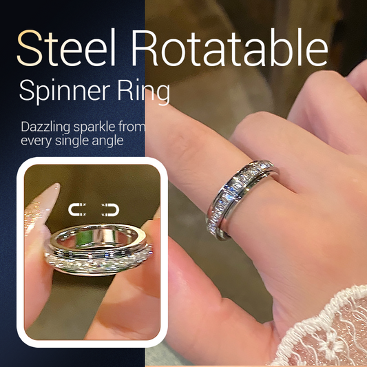💍Only £6.99！！💥Titanium Steel Rotatable Spinner Ring with Zirconia – Sparkling Fidget Band, Stackable Daily Wear & Promise Ring for Men & Women ✨