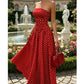 🌸 Women's Fashion Polka Dot Strapless Dress | Sweetheart Neckline, Flirty Print & Perfect for Summer Days & Parties