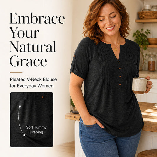 🎉 2026 Sale — Over 47,000 Sold! 👚 Women's V-Neck Pleated Blouse – Graceful, Timeless & Perfect for Work, Weekends & Special Occasions ✨