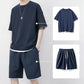 Men's Waffle Knit T-Shirt & Shorts Set 👕🩳 Cosy Texture, Cool Vibe – Your Go-To for Laid-Back Days ✨