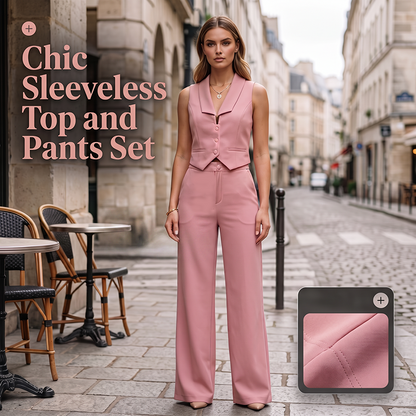 🌸 Women's Chic Sleeveless Top & Trousers Set | Relaxed Fit, Soft Fabric & Effortlessly Elegant for Any Occasion