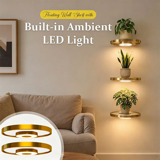 📢📢 50% OFF !! ⏰ Floating Wall Shelf with Built-In Ambient LED Light – Invisible Mount, Warm Glow & Perfect for Bedrooms, Living Rooms & Hallways ✨