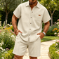 Men's Waffle Knit Shirt & Shorts Set 👕🩳 Cosy Texture, Breezy Vibe – Your Go-To for Casual Days & Relaxed Weekends ✨