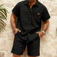 Men's Waffle Knit Shirt & Shorts Set 👕🩳 Cosy Texture, Breezy Vibe – Your Go-To for Casual Days & Relaxed Weekends ✨