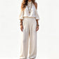 Women's Cold Shoulder Halter Neck Top & Wide-Leg Trousers Set 🌸 Bare the Shoulders, Free the Legs – Summer's Most Flattering Co-Ord ✨
