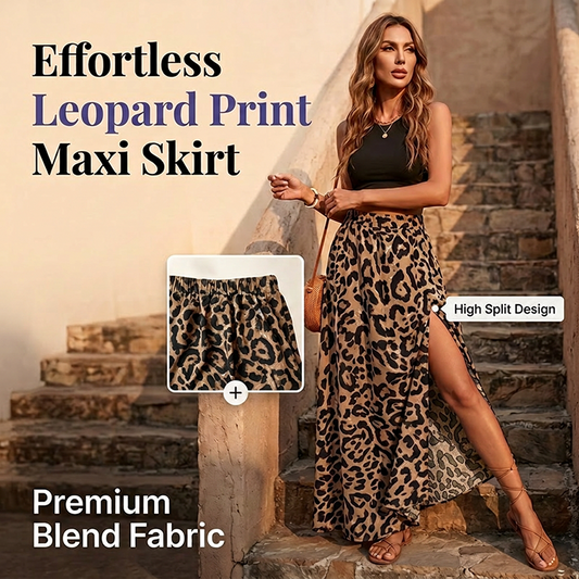 Women's Leopard Print High-Split Maxi Skirt 🐆 A Flash of Wild, a Flutter of Grace – Your Statement Piece Awaits ✨