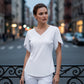 Women's Loose Fit Solid Colour V-Neck Flutter Sleeve Blouse 🌸 Soft Sleeves, Flattering V – A Breeze of Feminine Charm ✨