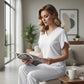 Women's Loose Fit Solid Colour V-Neck Flutter Sleeve Blouse 🌸 Soft Sleeves, Flattering V – A Breeze of Feminine Charm ✨