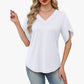 Women's Loose Fit Solid Colour V-Neck Flutter Sleeve Blouse 🌸 Soft Sleeves, Flattering V – A Breeze of Feminine Charm ✨