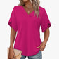 Women's Loose Fit Solid Colour V-Neck Flutter Sleeve Blouse 🌸 Soft Sleeves, Flattering V – A Breeze of Feminine Charm ✨