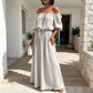 Women's Off-Shoulder Maxi Dress with Waist Tie 🌸 Bare Shoulders, Cinched Waist – A Romantic Silhouette for Sun-Soaked Days ✨