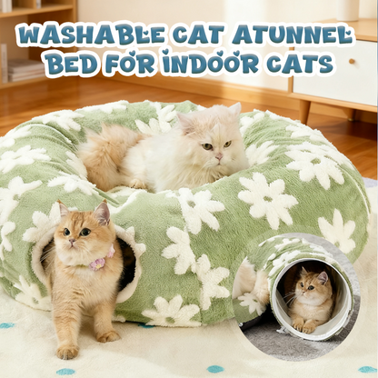 Washable Cat Tunnel Bed for Indoor Cats 🐱 Hide, Pounce, Snooze – One Cosy Cave for Every Mood ✨