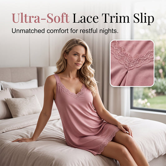 Women's Lace V-Neck Modal Nightdress 🌙 Delicate Lace, Dreamy Softness – Drift Off in Style ✨