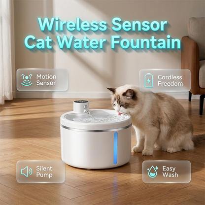 🥳 2026 HOT SALE 50% OFF! 🐱 Cordless Automatic Cat Water Fountain – Wireless Motion Sensor, 2.5L Capacity & Place It Anywhere 💧✨