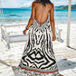 🌸 Limited Sale 50% OFF 🌸 Women's Animal Print Backless Halter Maxi Dress – Bold Print, Bare Back & Flowing Silhouette – Perfect for Sun-Soaked Days & Sultry Evenings ✨