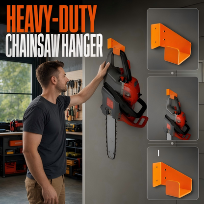 Heavy-Duty Wall-Mount Chainsaw Hanger 🛡️ Hook It, Lock It, Free Up Your Bench – Tough Storage for Serious Tools ✨