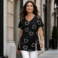 Plus Size Women's Heart Print T-Shirt 💞 A Sweet Heart, a Flattering Fit – Wear the Love, Feel the Comfort ✨