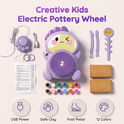 Kids' Electric Pottery Wheel DIY Clay Craft Kit 🎨 Spin, Shape & Create – A Real Working Wheel for Little Hands ✨