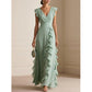 🎉 2026 Sale — Over 29,000 Sold! 💞 Women's V-Neck Ruffled Chiffon Maxi Dress – Effortless Elegance 🌸✨
