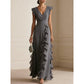 🎉 2026 Sale — Over 29,000 Sold! 💞 Women's V-Neck Ruffled Chiffon Maxi Dress – Effortless Elegance 🌸✨